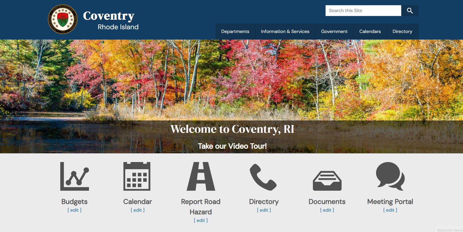 Town of Coventry website screenshot