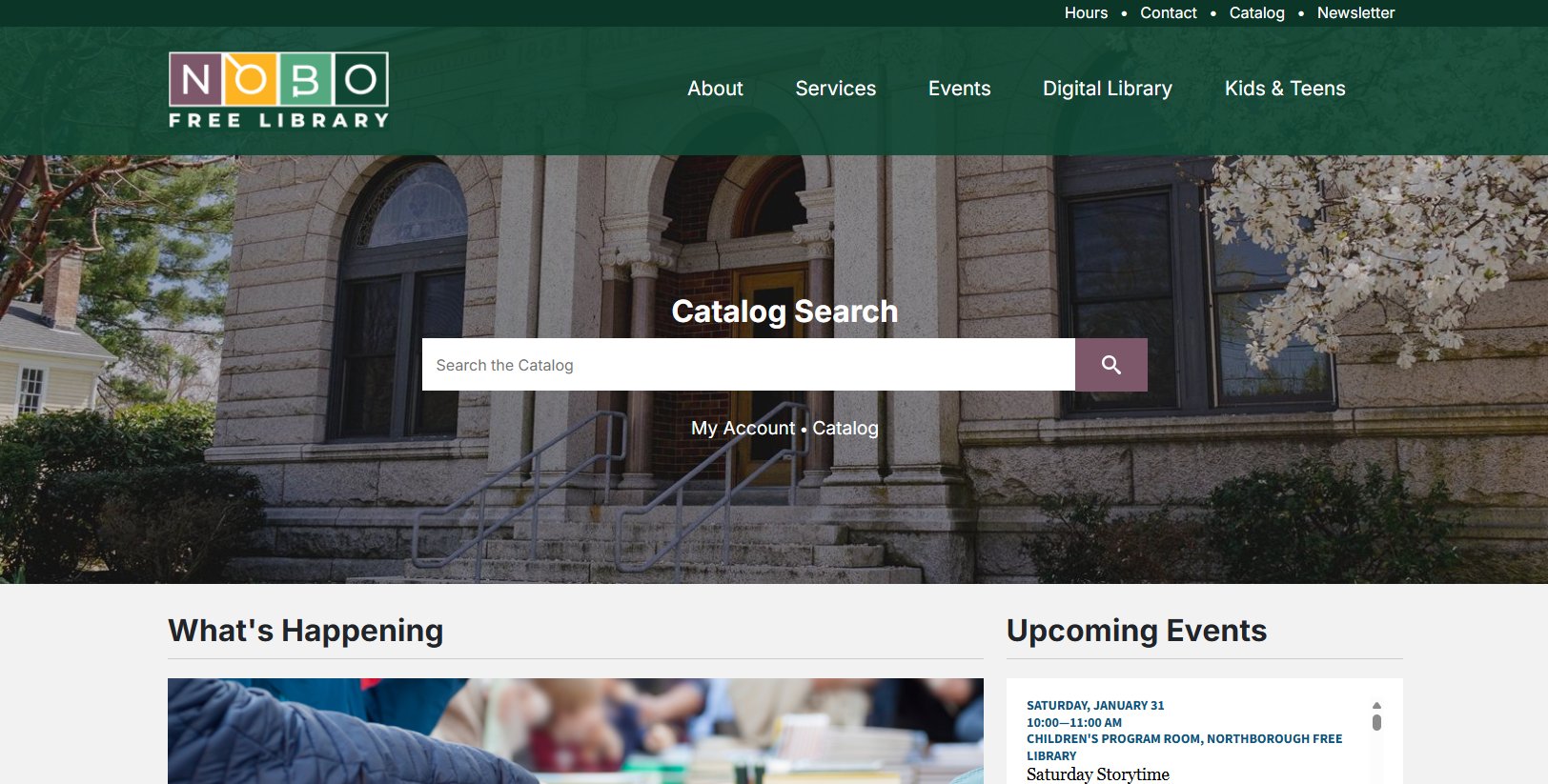 Northborough Free Library website screenshot