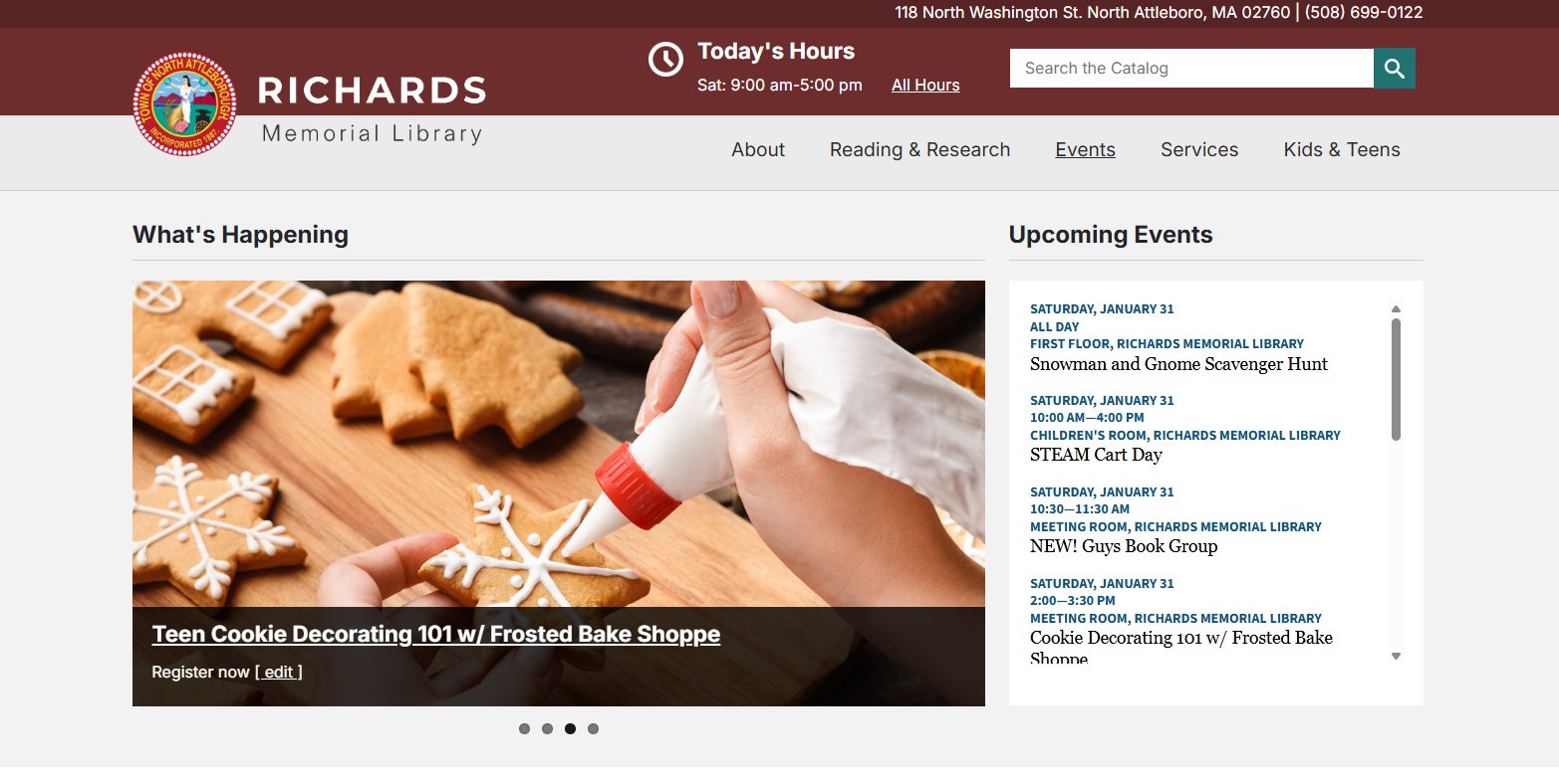 Richards Memorial Library website screenshot